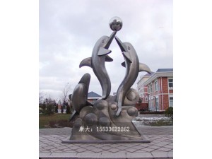 康大雕塑供应 不锈钢海豚雕塑摆件广场镜面抽象雕塑