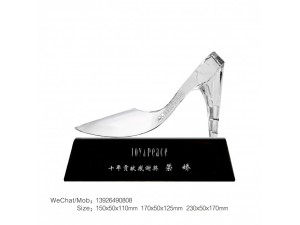 水晶鞋水晶靴水晶高跟鞋奖杯摆件化妆品公司服装美容行业表彰奖杯