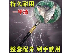 锂电池抄网杆打渔网兜3.8米钓鱼助力竿智能一体杆